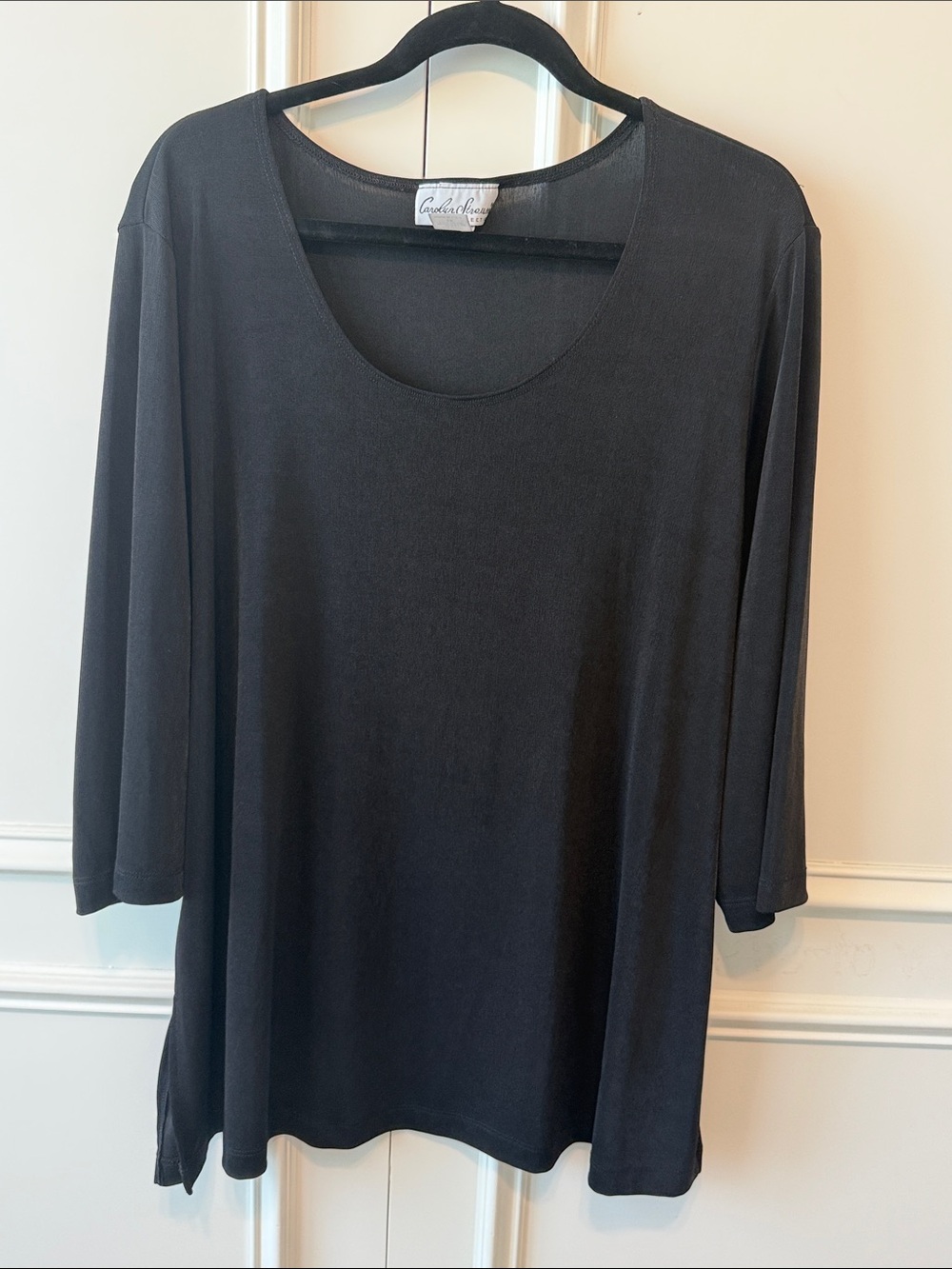 Cuddl Duds Black Scoop Neck 3/4 Sleeve Tunic